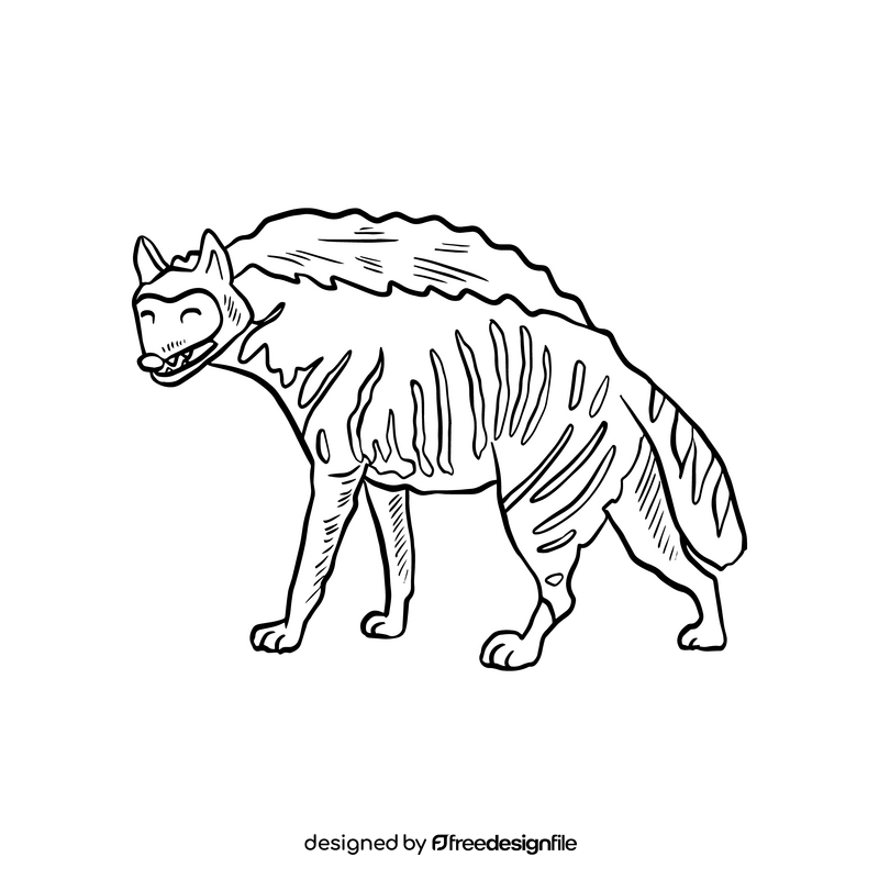 Free hyena animal black and white clipart