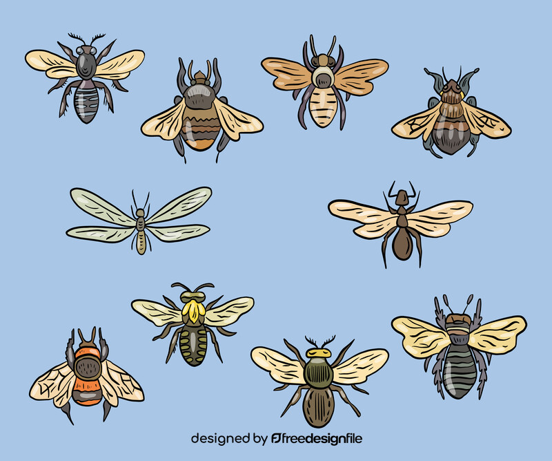 Free flying insects vector