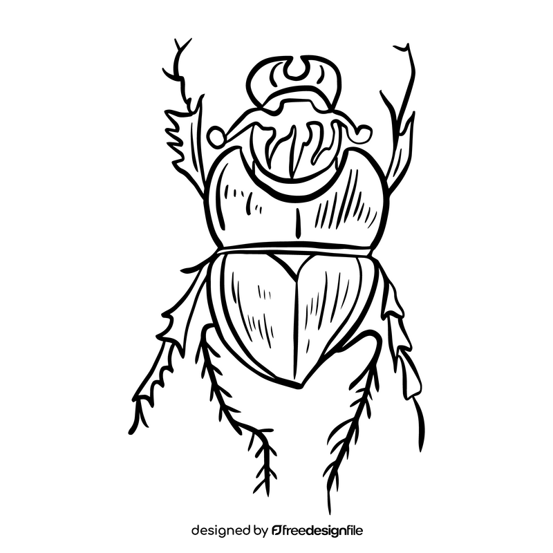 Free beetle insect black and white clipart