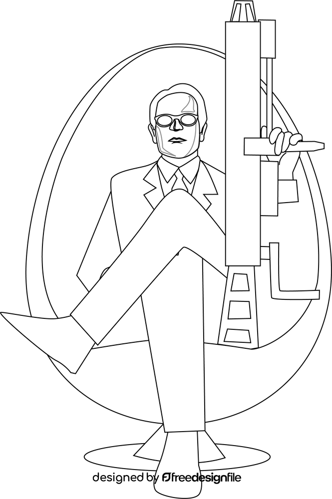 Agent K Men in Black black and white clipart