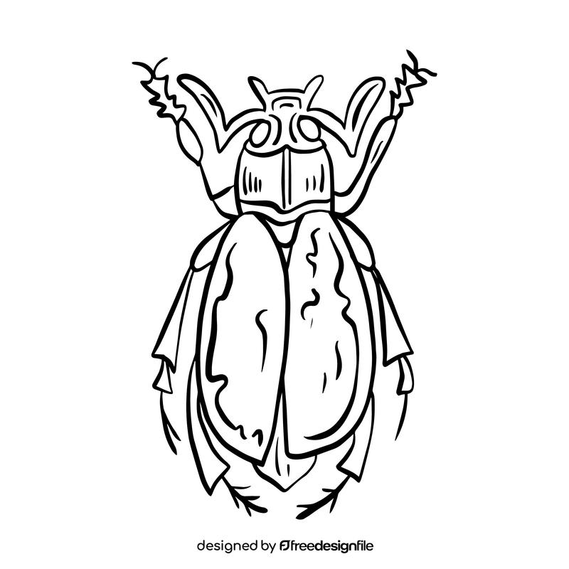 Cartoon beetle insect black and white clipart