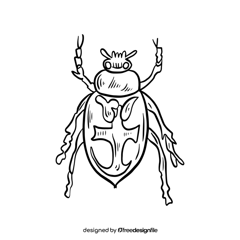 Beetle black and white clipart