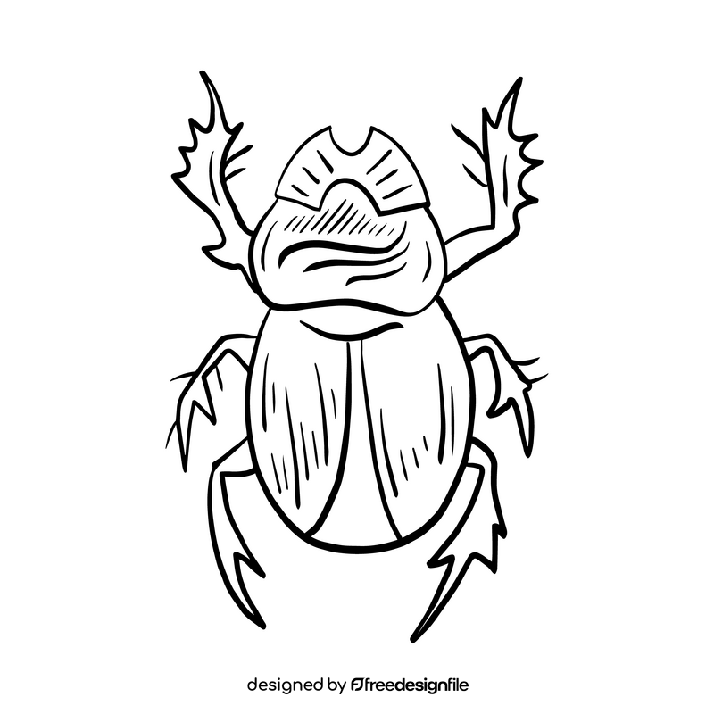 Beetle cartoon black and white clipart