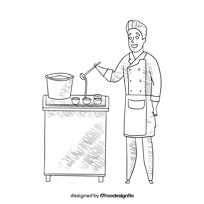 Confectioner cartoon black and white clipart