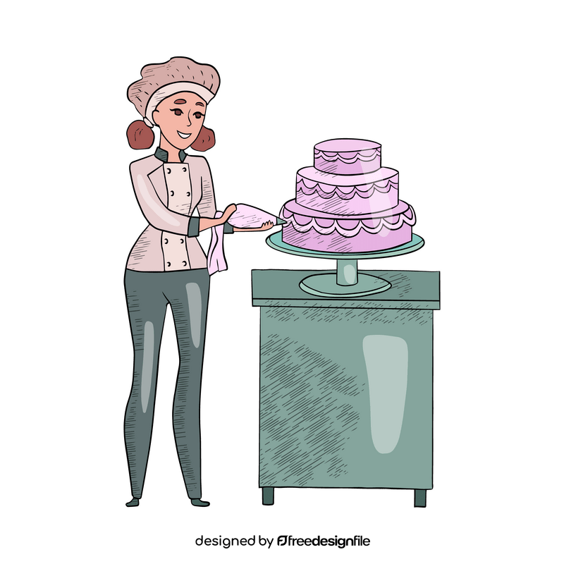 Girl confectioner with wedding cake clipart