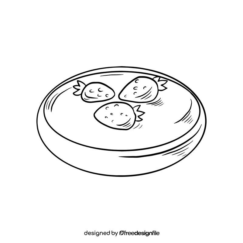 Strawberry pie black and white clipart