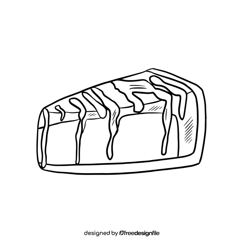 Strawberry cake slice black and white clipart