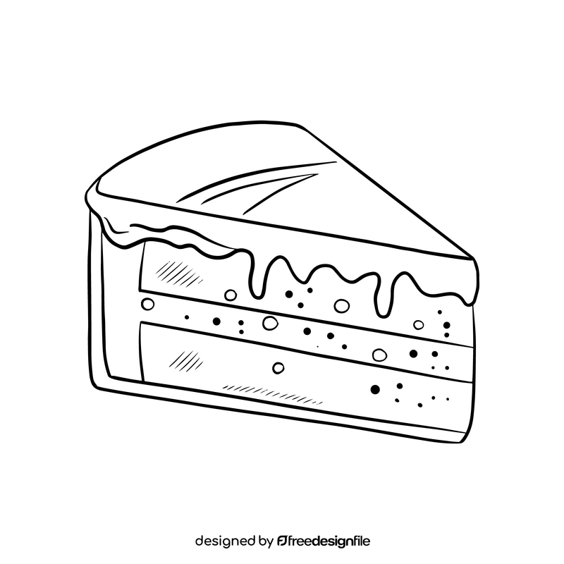 Cake slice cartoon black and white clipart