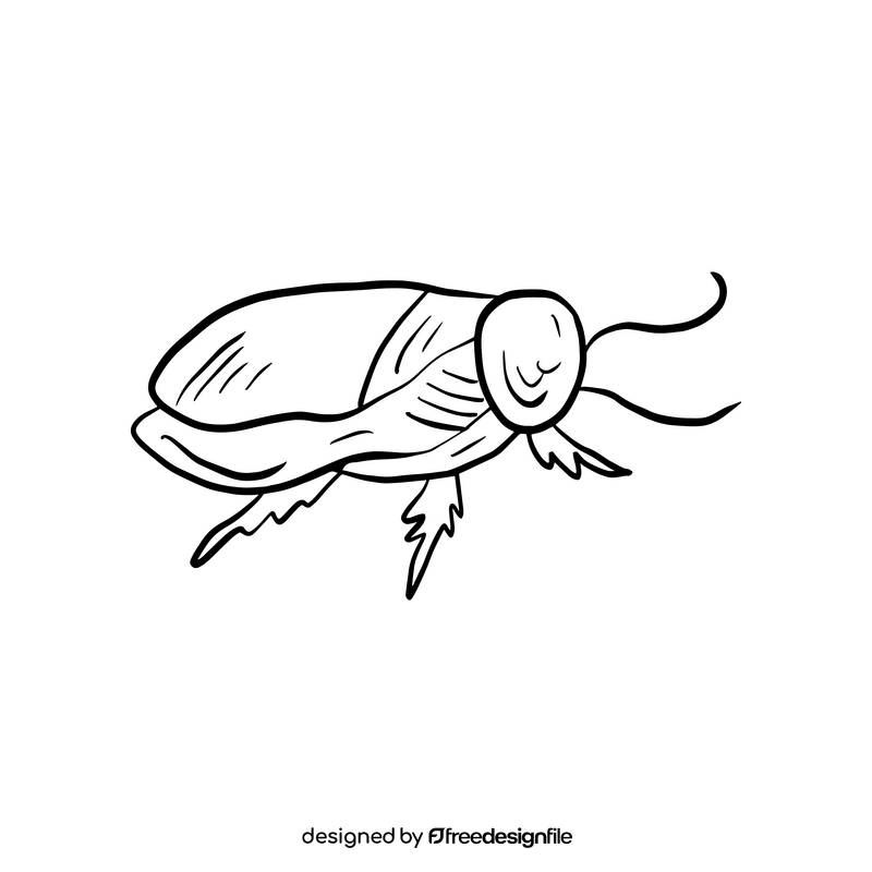 Crawling insect cartoon black and white clipart