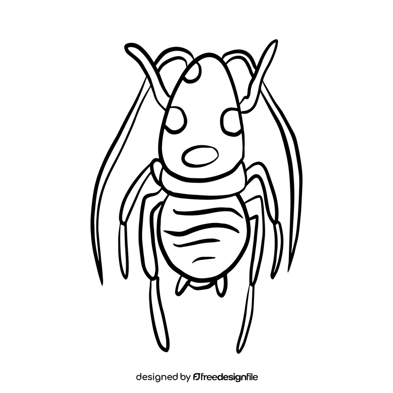 Crawling insect illustration black and white clipart