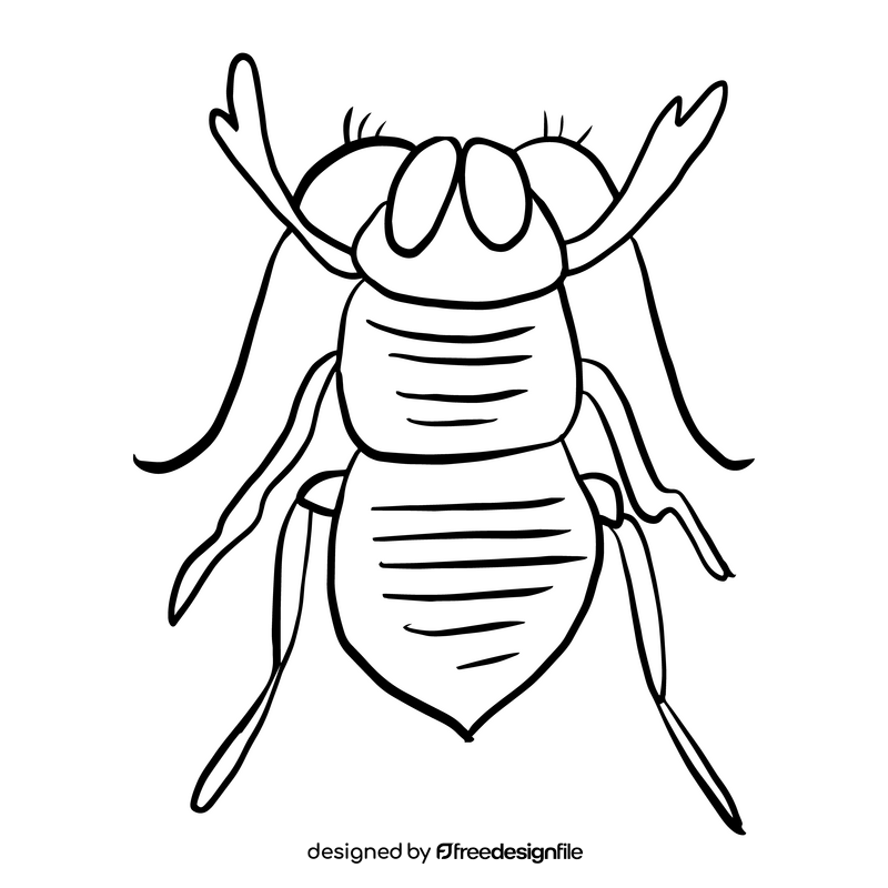 Crawling insect black and white clipart