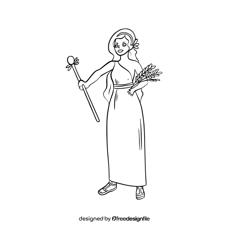 Demeter black and white clipart