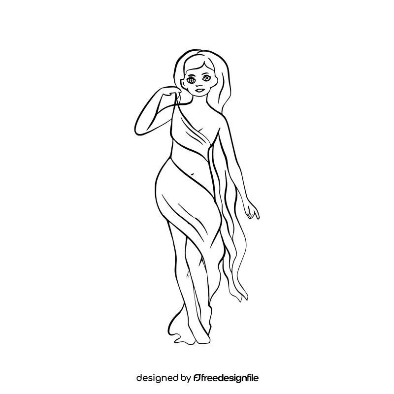 Aphrodite illustration black and white clipart