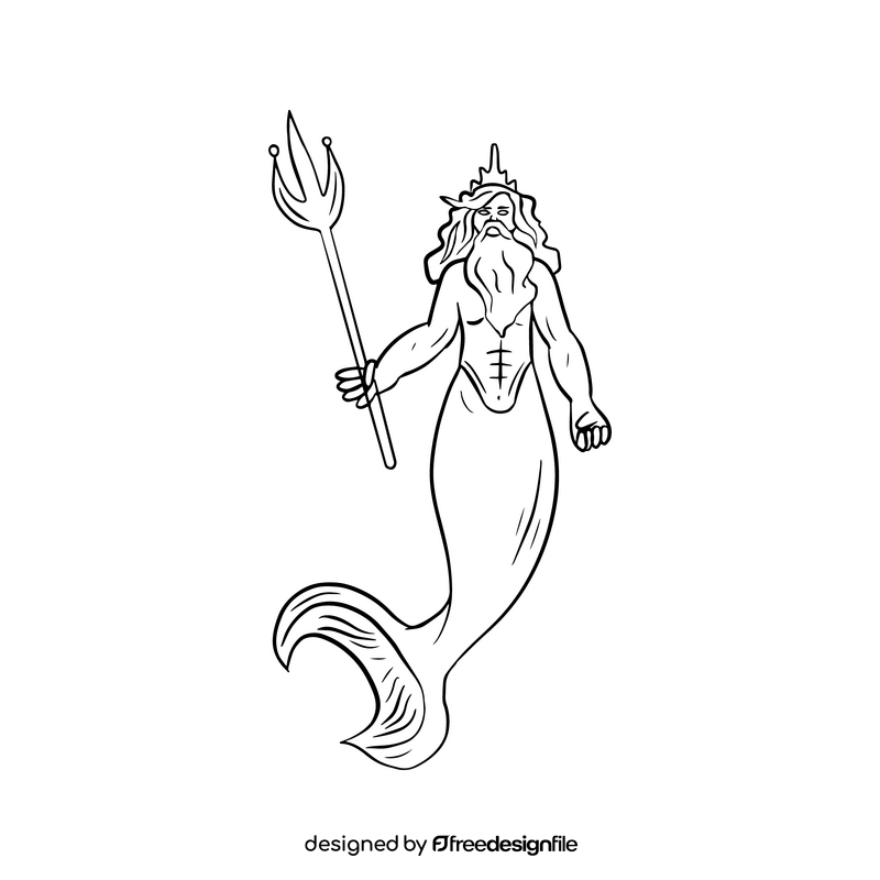 Poseidon myth greek god black and white clipart