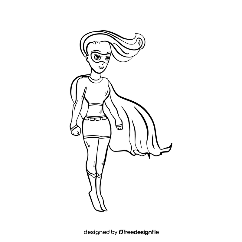 Supergirl, superhero black and white clipart
