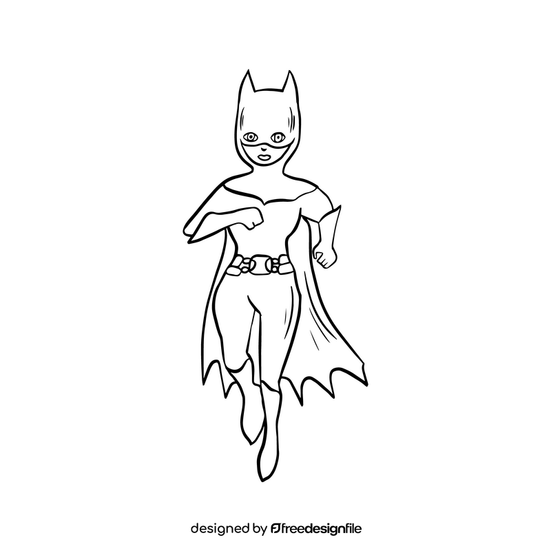 Superwoman character black and white clipart