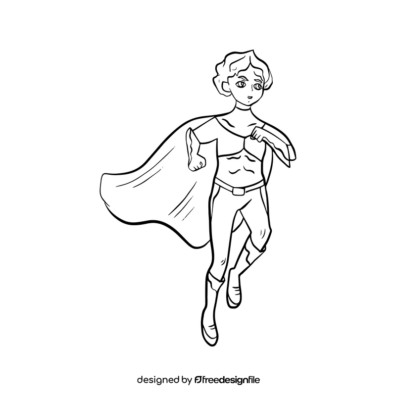 Female superhero black and white clipart