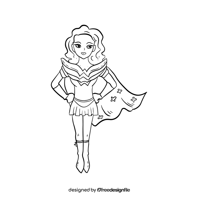 Superhero Girl Black And White Clipart Free Download