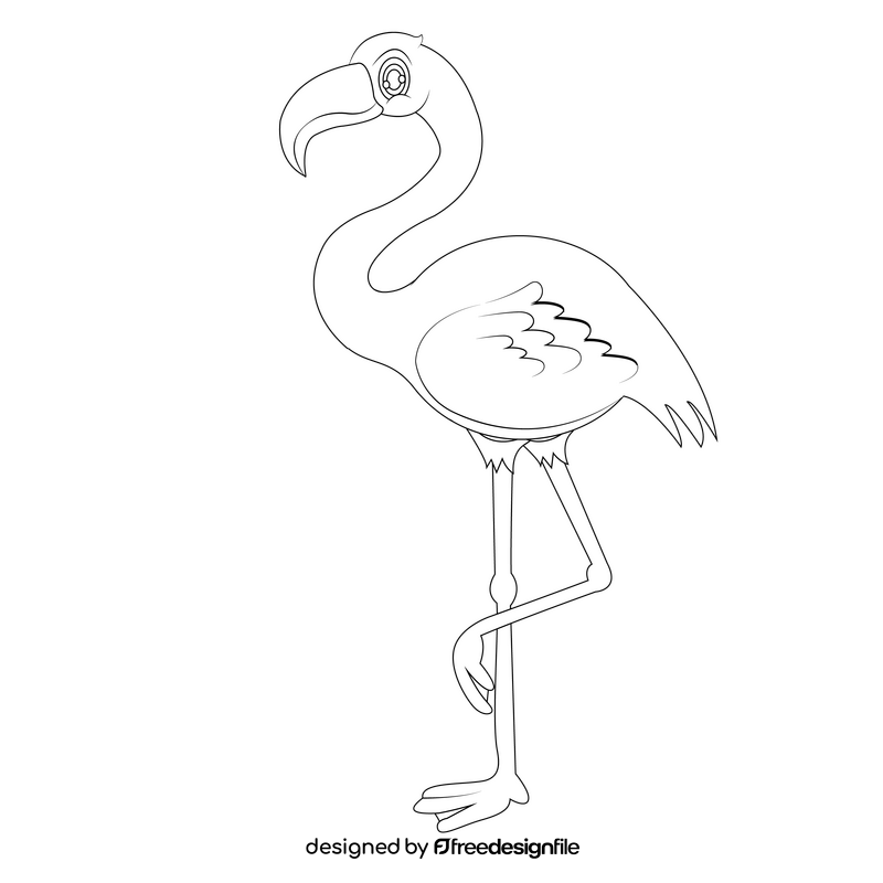 Flamingo black and white clipart