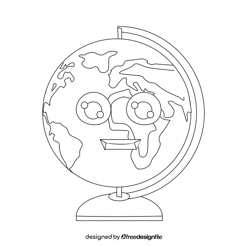 Globe black and white clipart