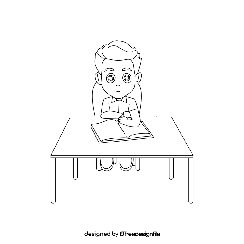 Student black and white clipart