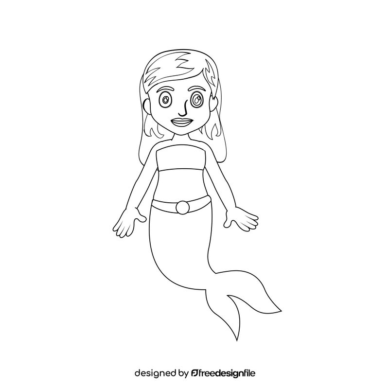 Mermaid black and white clipart