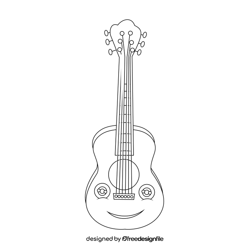 Guitar black and white clipart