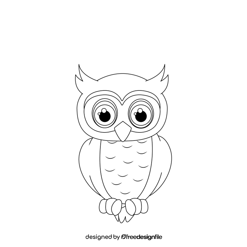 Owl black and white clipart