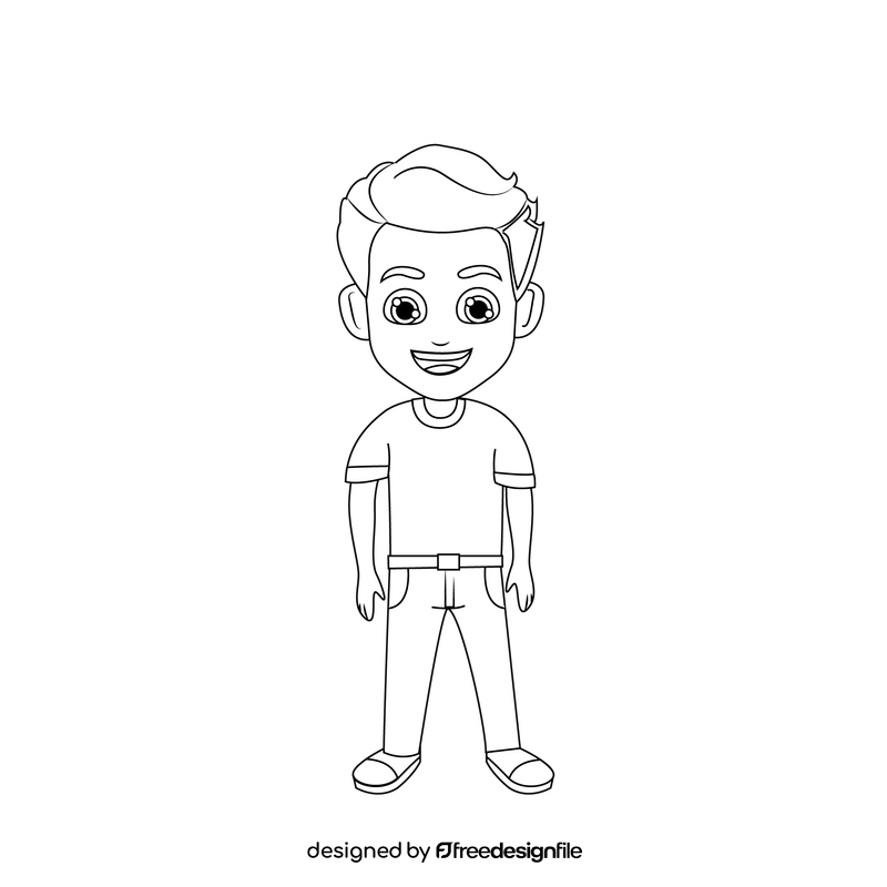 Boy black and white clipart