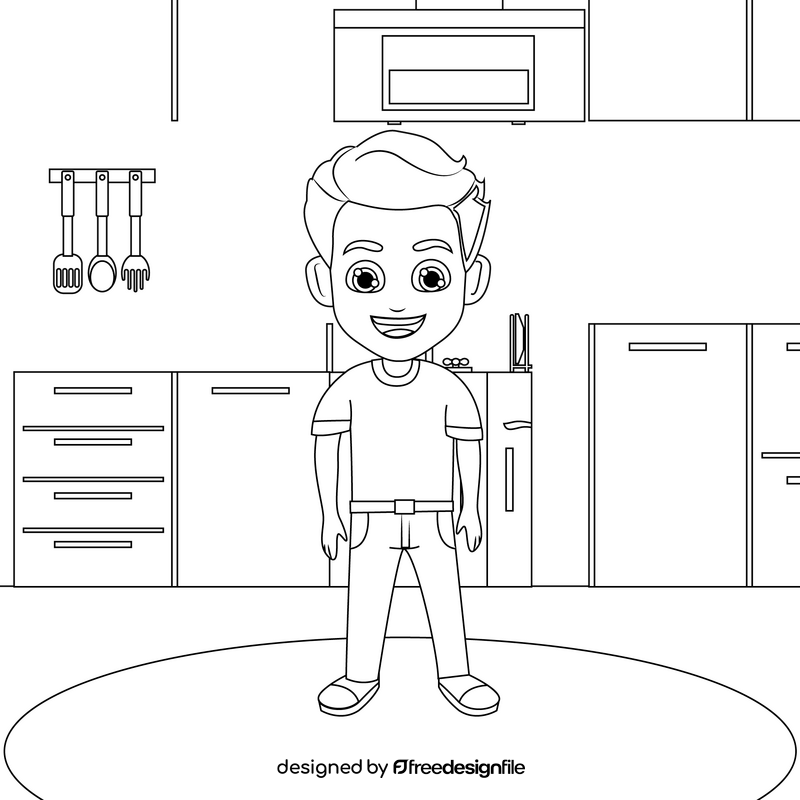 Boy black and white vector