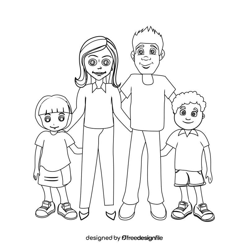 Family black and white clipart