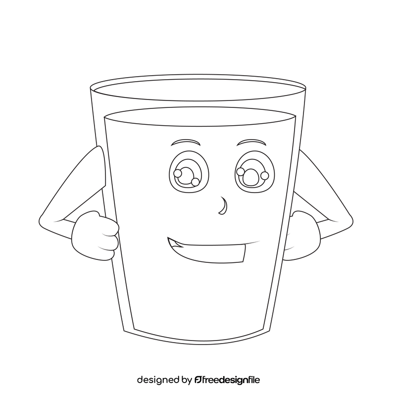 Glass of water cartoon black and white clipart