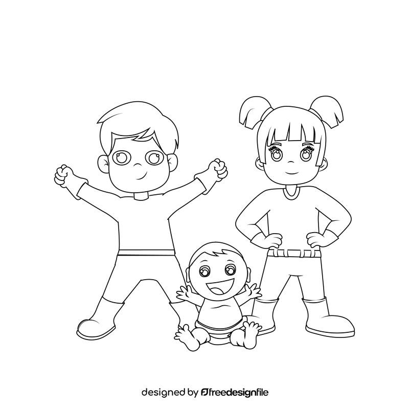 Kids black and white clipart