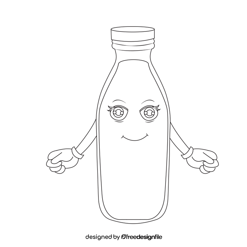 Milk bottle cartoon black and white clipart