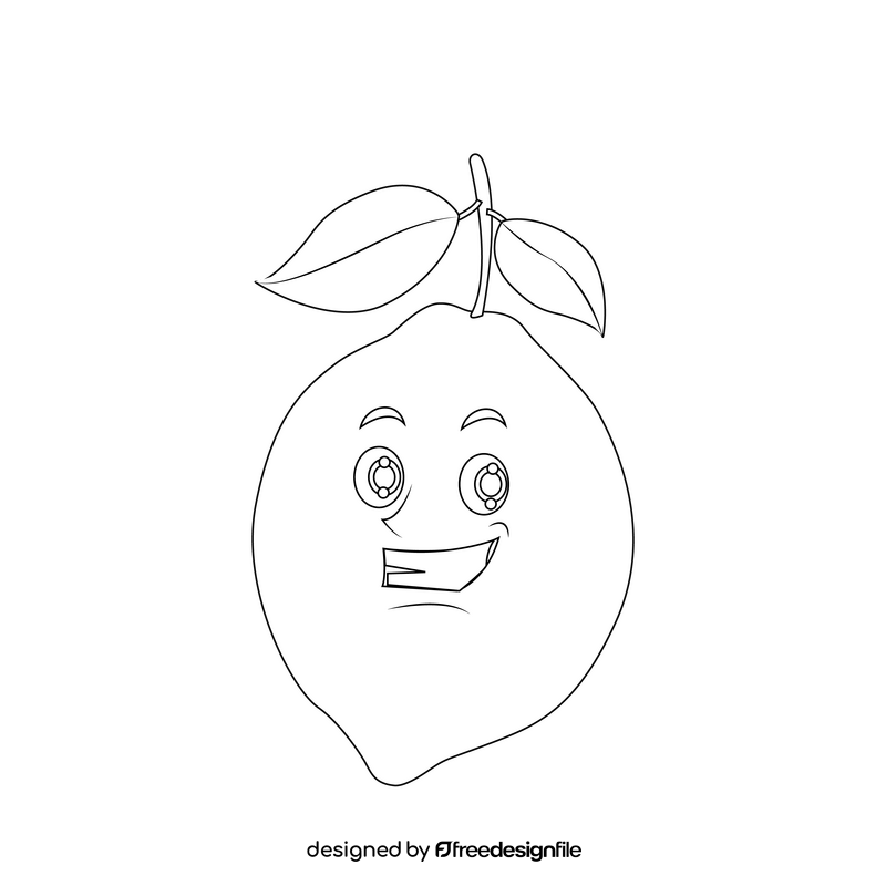 Lemon cartoon black and white clipart