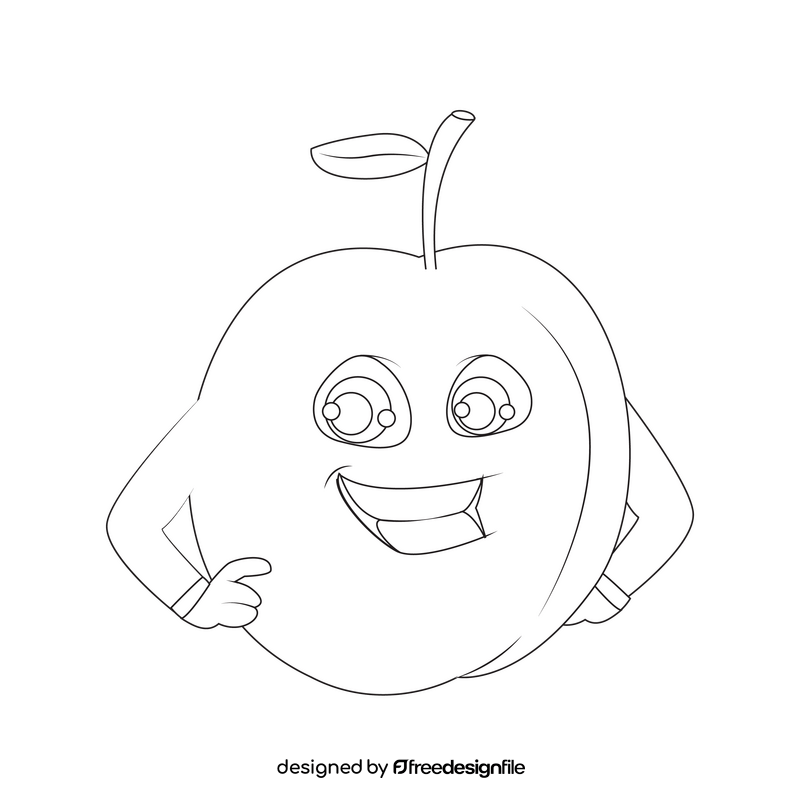 Appricot cartoon black and white clipart