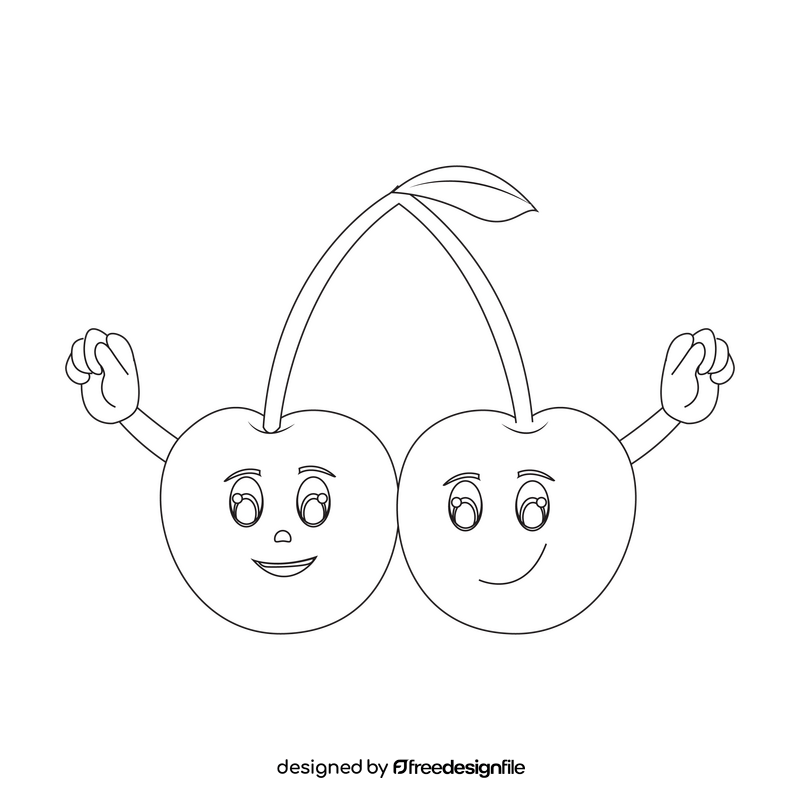 Cherry cartoon black and white clipart