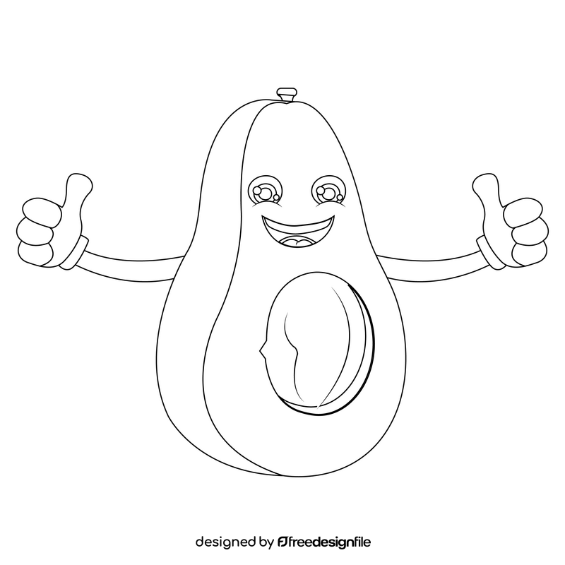 Avocodo cartoon black and white clipart