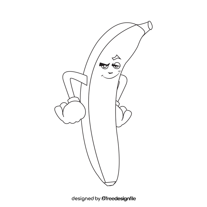 Banana cartoon black and white clipart