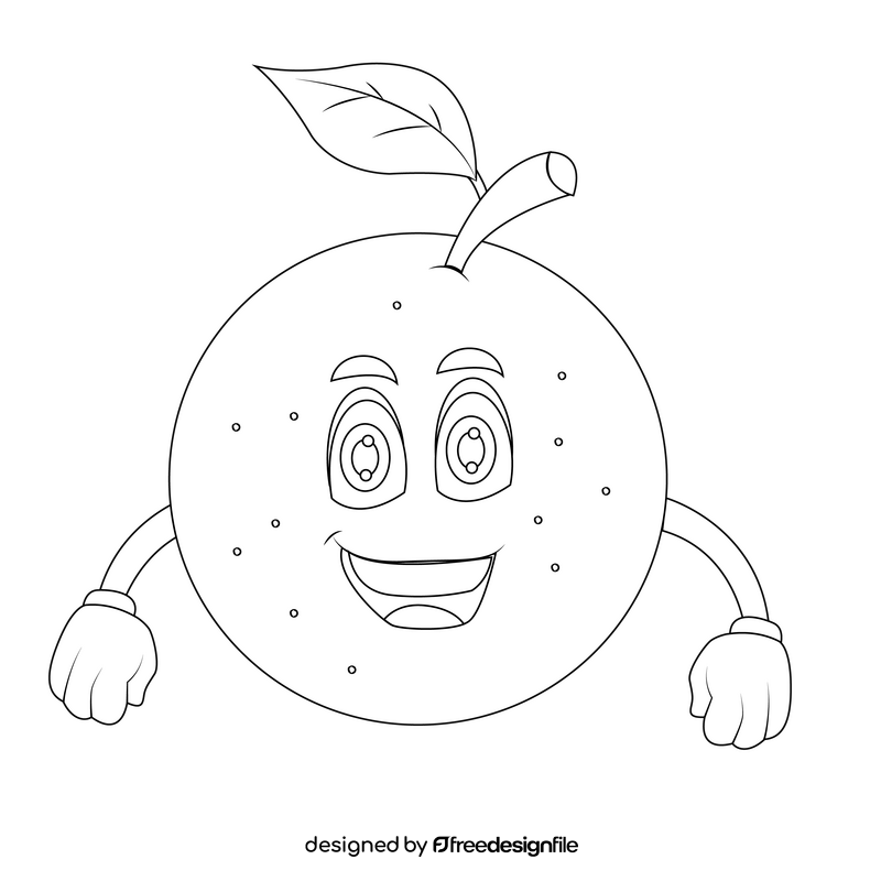 Orange cartoon black and white clipart