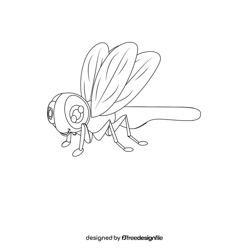 Dragonfly black and white clipart