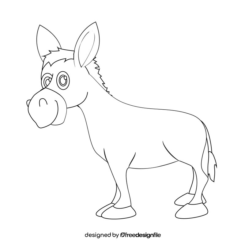 Donkey black and white clipart