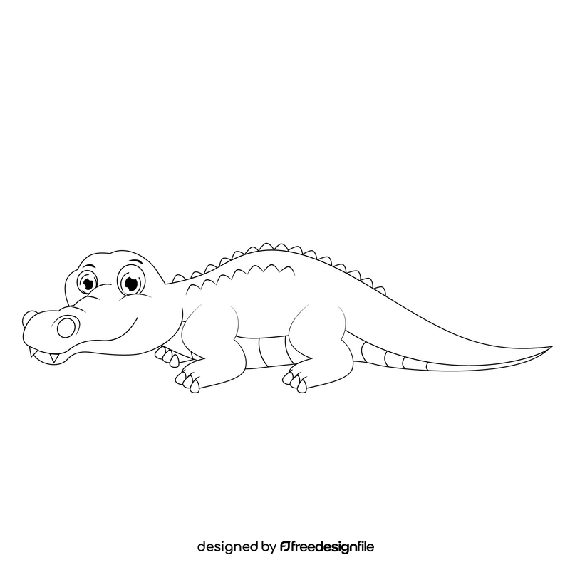 Crocodile black and white clipart