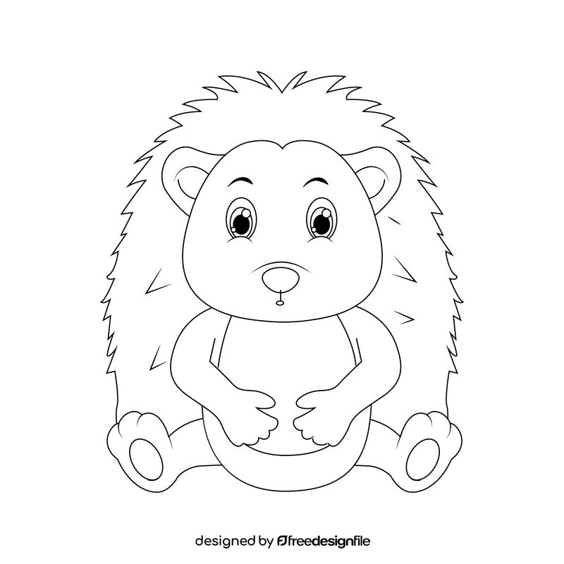 Hedgehog black and white clipart