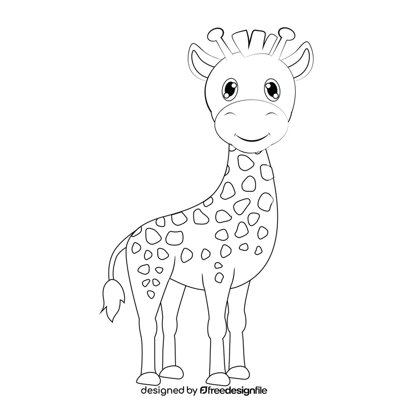 Giraffe black and white clipart