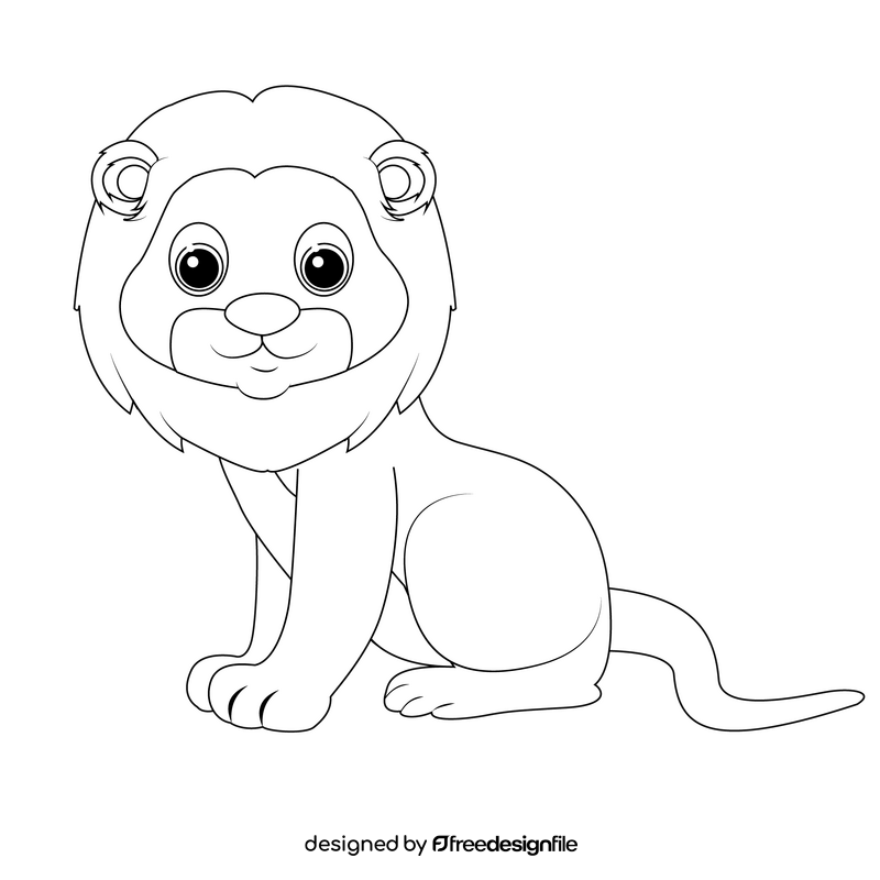 Lion black and white clipart