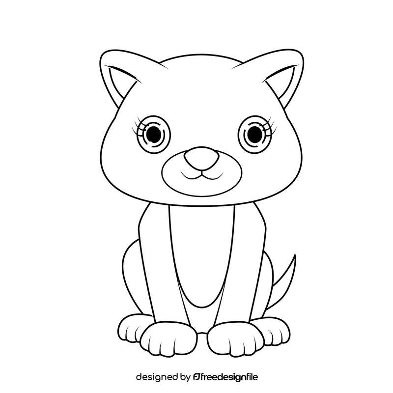 Kitten black and white clipart