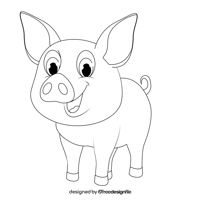 Pig black and white clipart