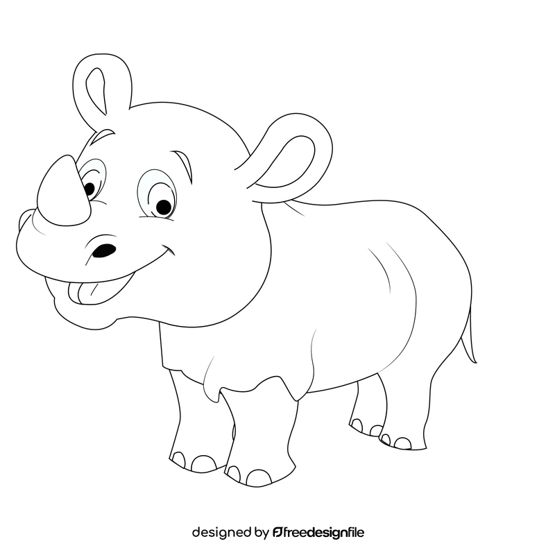 Rhino black and white clipart