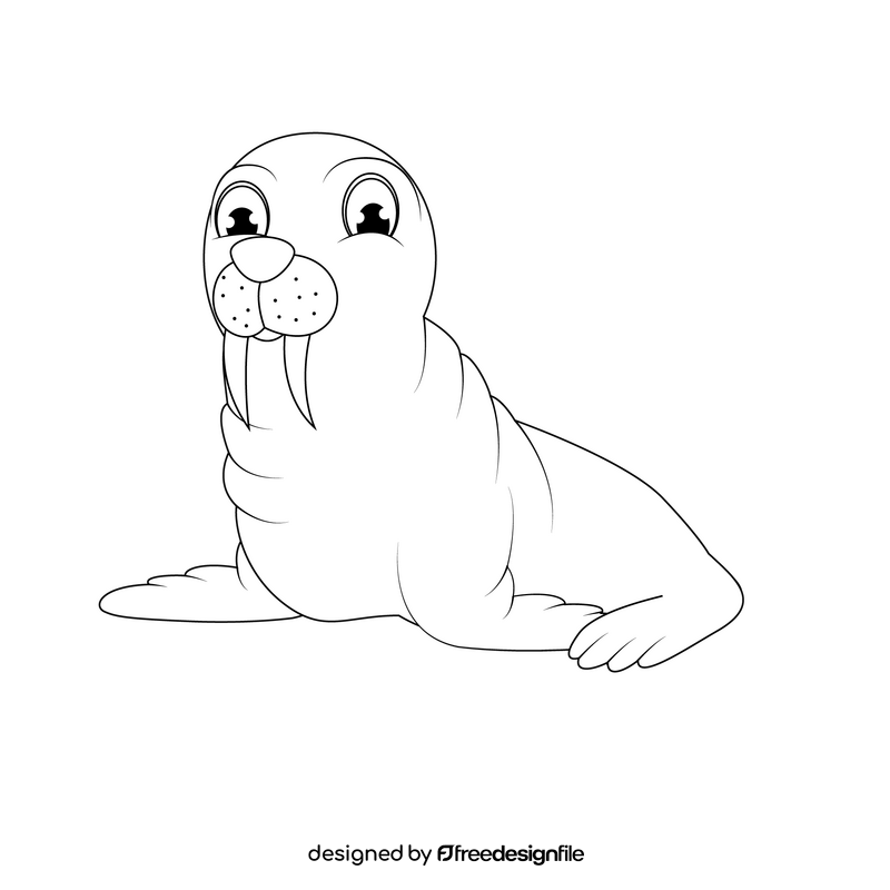 Walrus black and white clipart